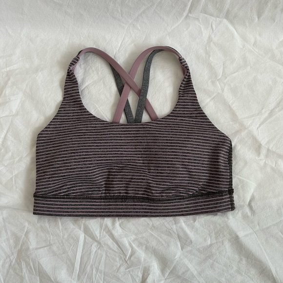 lululemon athletica Other - Lululemon Energy Bra Lilac & Grey Stripe- Size 6